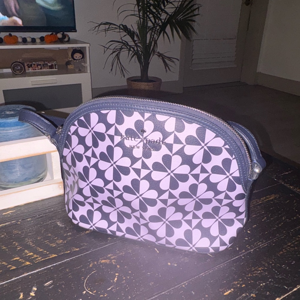 Kate Spade Lavender and Black Floral Cosmetic Bag